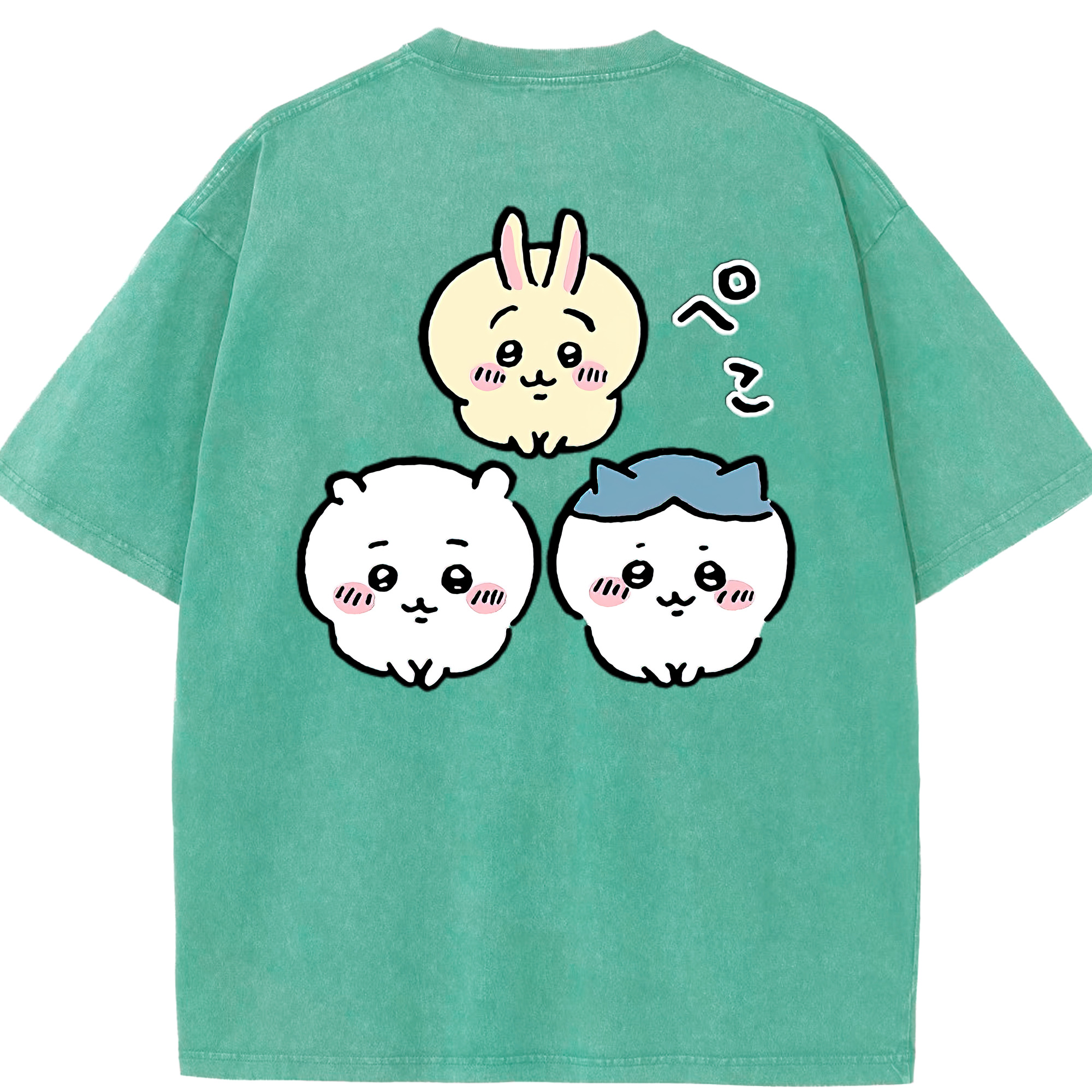 （画像用） ちいかわ うさぎ Chii-kawa usagi 綿100% ヴィンテージ風 半袖Tシャツ（背面プリント）